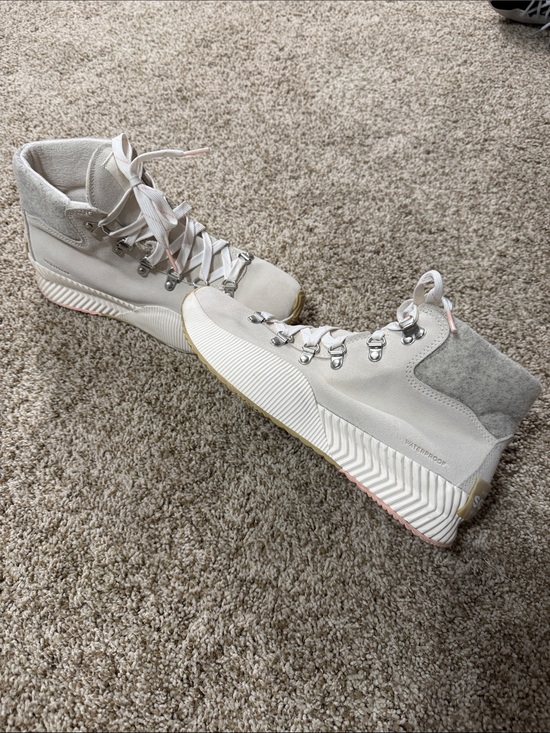 Sorel Shoes - Sorel Women's Off-White and Light Gray Lace-Up Waterproof Boots